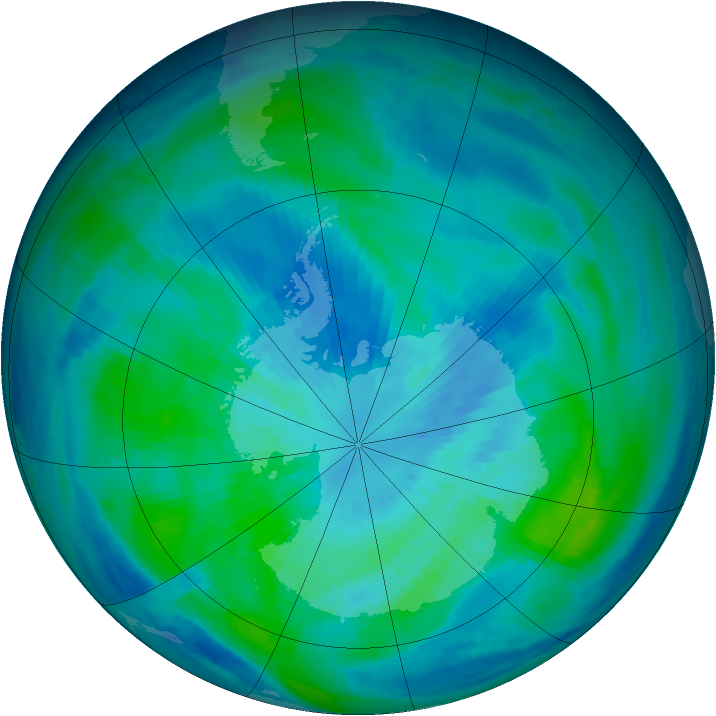 Antarctic ozone map for 23 March 1998